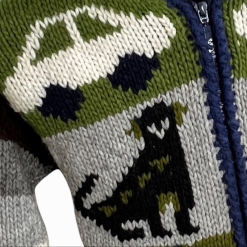 Vintage Hand knit puppy and cars zip up sweater - Picture 8 of 10